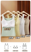 Women's thermal vest, seamless base layer top, double-sided fleece square neck with fleece thermal halter, autumn and winter fixed cup vest Item Picture